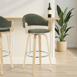 Daxton - Swivel Bar Height Round Back Wood Bar Stool With Faux Leather Seat