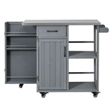 Outdoor Kitchen Island Prep Station With Lockable Wheels, Ample Storage, Towel & Spice Racks