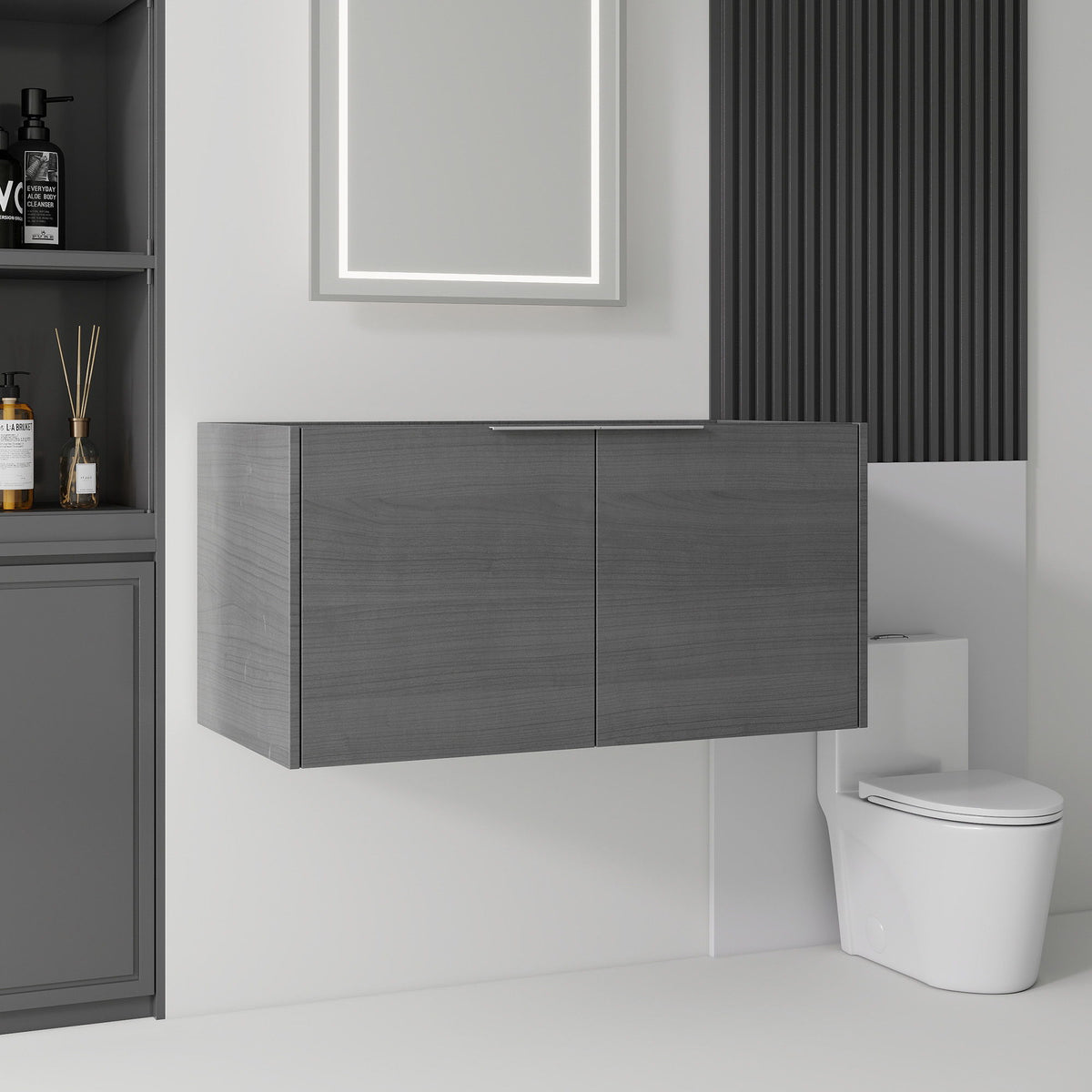 Floating Bathroom Vanity Cabinet With Soft Close Double Doors, Spacious Interior Storage, Wall Mounted, Cabinet Only