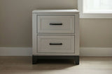 Bedside Table White And Gray 1 Piece Nightstand, 2-Drawers Storage Bedroom Furniture Transitional Style
