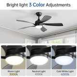 45" Ceiling Fan With DC Motor Smart App Control Quiet Reversible Operation Dimmable Lighting And Timer