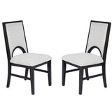 Upholstered Dining Chairs With Arched Cutout Backrest (Set of 2) - Black / White