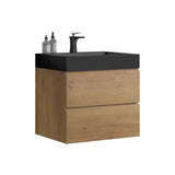 Alice - Natural Oak Bathroom Vanity With Sink, Large Storage Wall Mounted Floating Bathroom Vanity For Modern Bathroom, One-Piece Sink Basin Without Drain