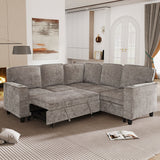 L-Shaped Sofa With Pull Out Sofa Bed With USB