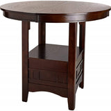 Round Counter Height Dining Table Only With Shelves - Brown Mix