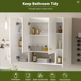 30" Bathroom Cabinet With 5 Adjustable Shelves, Wall Mounted Medicine Cabinet - White
