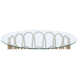 Round Glass Top Table With Polished Metal Base