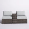 2 Person Wicker Conversation Set With Cushions, Weather Resistant - 3 Piece Outdoor Sets - Alpine Outlets
