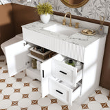 Bathroom Vanity Set, Fluted Cabinet, Soft Close Doors & Drawers, 3 Faucet Holes, Sink Included - White