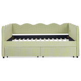 Gingham Daybed With USB Charging Port, Wave-Shaped Design