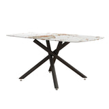 Luxurious Marble Patterned Dining Table With Metal Fork Legs