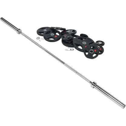 BalanceFrom Olympic Weight Set with 7FT Olympic Barbell Black - Alpine Outlets