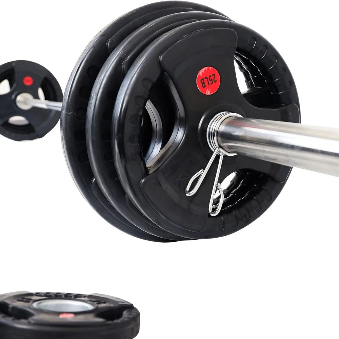 BalanceFrom Olympic Weight Set with 7FT Olympic Barbell Black - Alpine Outlets