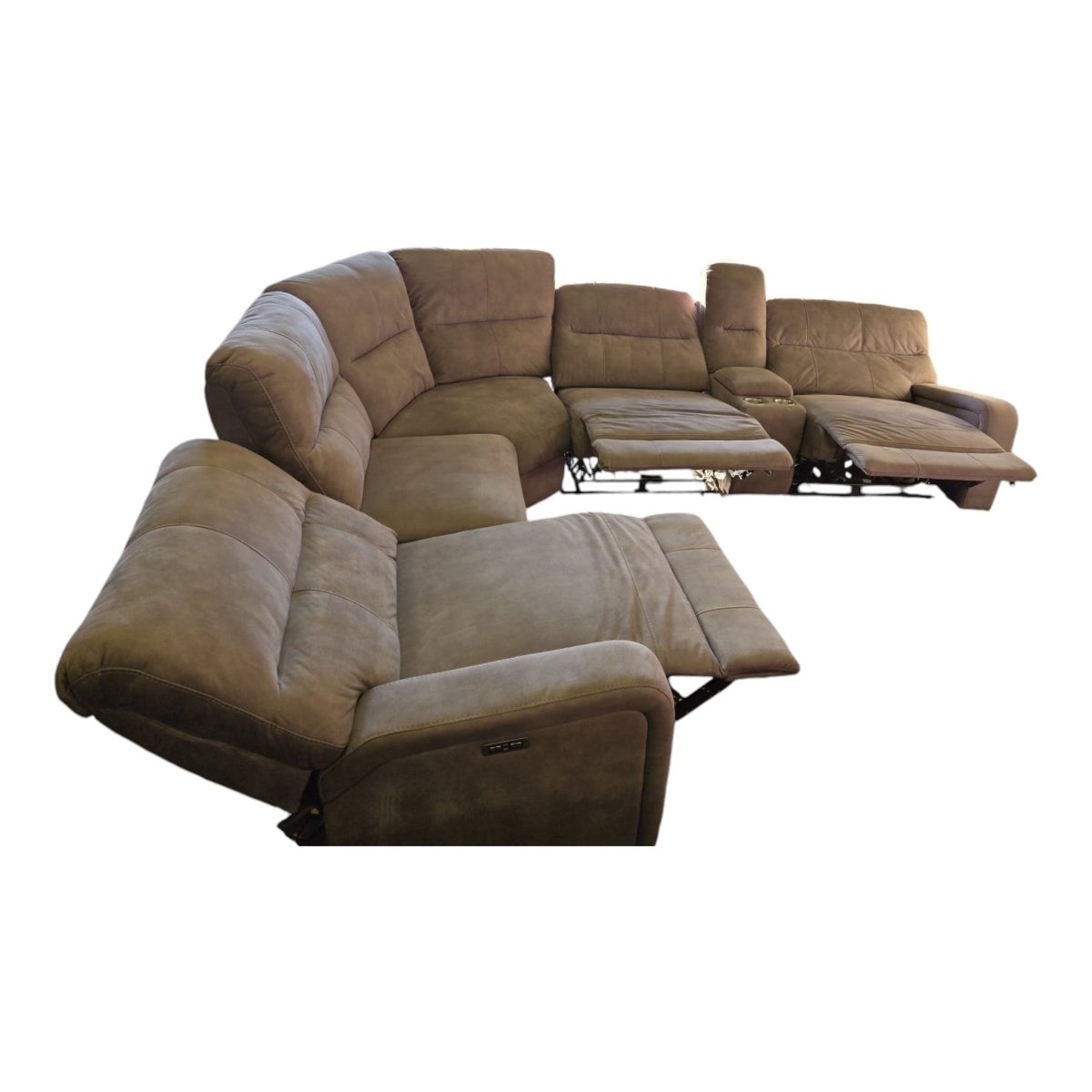 Barcalounger Amara Fabric Power Reclining Sectional with Power Headrests - Used Like New - (ID U2468) - Alpine Outlets