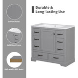 Modern Bathroom Vanity With Sink, 6 Drawers, Adjustable Shelf