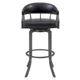 Edy - Swivel 26" Mineral Finish And Black Faux Leather Bar Stool