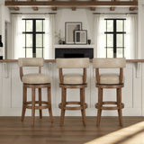 Mystic - Swivel Rubberwood Counter Or Bar Height Barstool With Faux Leather Seat