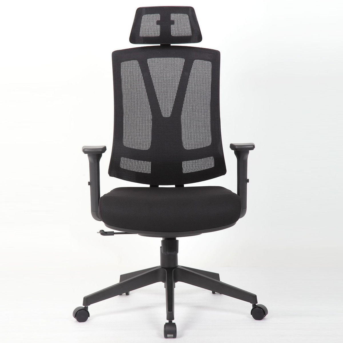 Office Chair With Adjustable Headrest & Back, High Back Swivel - Black