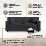 Loveseat Sleeper Sofa With Full Size Pull Out Bed, 2 Seater Convertible Couch For Small Apartments - Gray