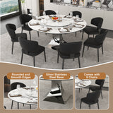 Round Dining Table With 6 Chairs Set - Silver