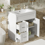 Bathroom Vanity With 2 Doors, 2 Drawers, Adjustable Shelf, Hidden Slides & Soft Close Hinges