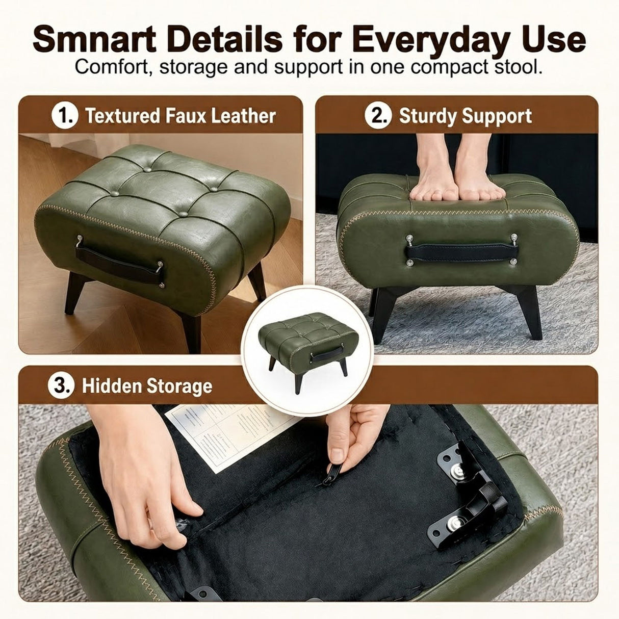 Minimalist Footstool With Hidden Storage