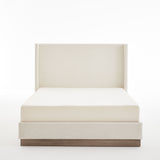 Hosford - Minimalist Upholstered Wingback Bed With Wood Base Platform