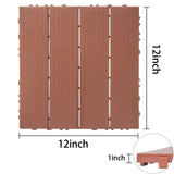 Plastic Interlocking Deck Tiles, Patio Flooring Outdoor Waterproof All Weather Use For Garden Poolside Front / Back Yard (Set of 44) - Mahogany