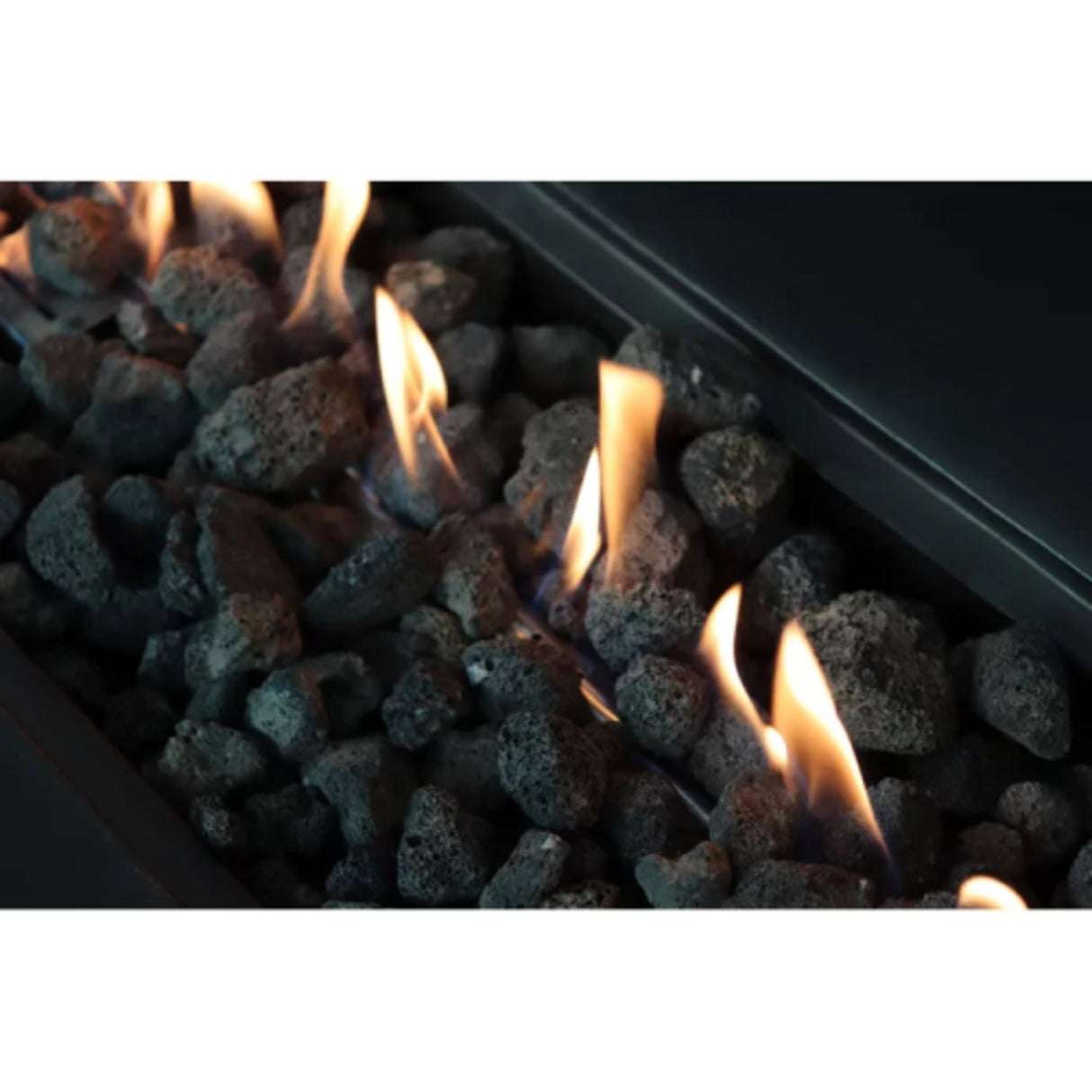 Outdoor Fire Pit Table Garden Heater Modern Concrete Steel 60x24in Dark Gray