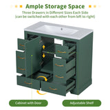 Modern Bathroom Vanity Base Only, 6 Drawer Storage With Adjustable Shelf