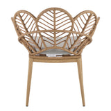 Kirk - Outdoor Wicker Peacock Shape Papasan Style Chair, Teak Finished Leg (Set of 2) - Beige / Light Brown / Light Teak