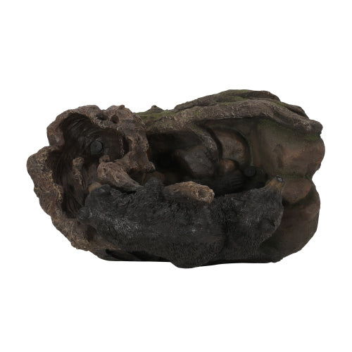 22.0" High DATONA FOUNTAIN Outdoor Weather Resistant Floor Fountain with Light, Light Brown + Black
