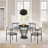 Veronica Shannon -Round Glass Dining Table Set - Matte Black Legs