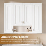 Bathroom Cabinet With 5 Adjustable Shelves, Soft Closing Hinges, Open Shelving Design - White