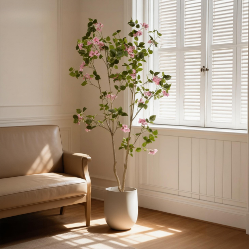 72" Artificial Bougainvillea Tree with Black Plastic Pot