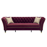 3 Person Sofa With Deep Seat, Tufted Backrest