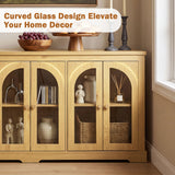 Modern Arched Glass Sideboard With 6 Doors, Buffet Cabinet With Storage And Adjustable Shelves