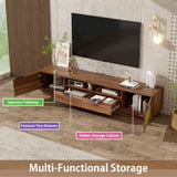 TV Stand With 2 Drawers And Open Shelving - Walnut
