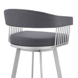 Chelsea - 25" Slate Gray Faux Leather And Silver Metal Bar Stool