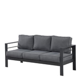All-Weather Patio Sofa With Cushions, 3 Seat Outdoor Couch