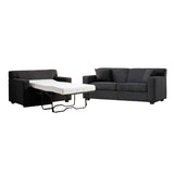 Convertible Sleeper Loveseat & Chair Set With Fold Out Mattress, Loveseat & Chair - Gray