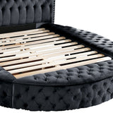 Hazel - Queen Size Tufted Storage Bed & Bluetooth Speakers, USB Port - Black