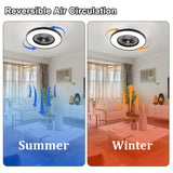 Bedroom Ceiling Fan With Remote Control, Dimmable LED Light, 8 Blades, Reversible Dc Motor - Black