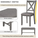 6 Piece Rectangular Dining Table Set With 4 Chairs And Bench