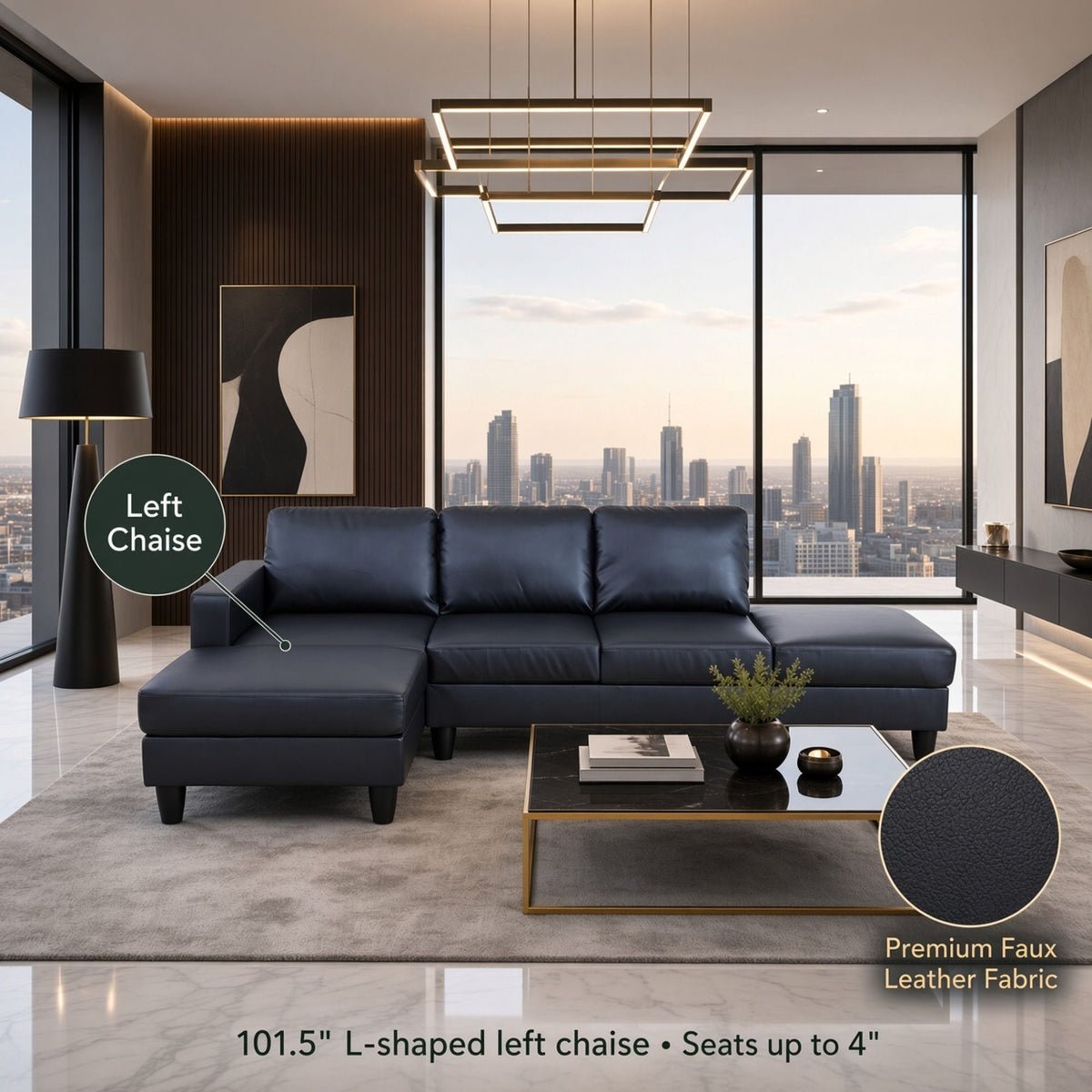 L - Shaped Sectional Sofa With Chaise & Ottoman