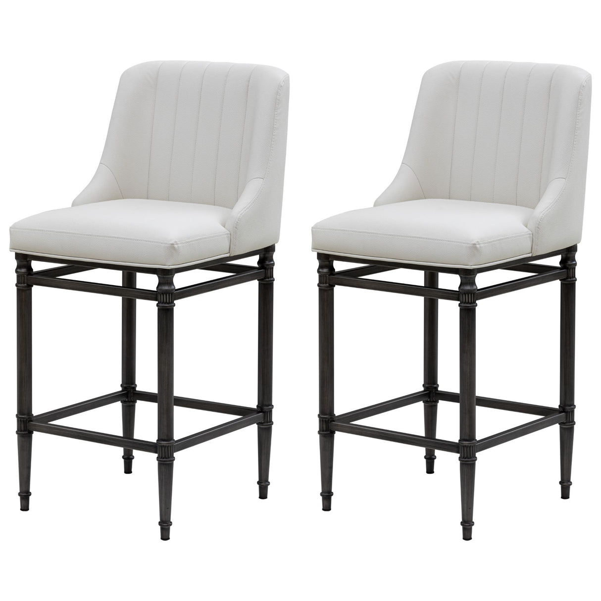 Marvin - Steel Frame Faux Leather Upholstered Bar Height Barstool