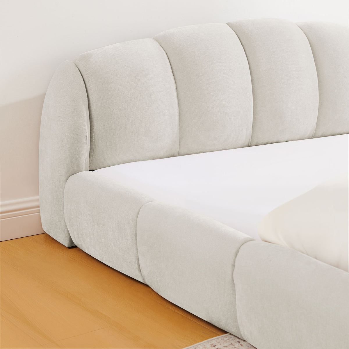 Upholstered Platform Bed Frame, Low Profile Floor Bed, No Box Spring Required