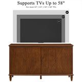 TV Stand With Carved Geometric Doors, Storage Cabinet For Living Room - Walnut