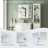 Bathroom Wall Storage Cabinet With Mirror And Adjustable Shelf, 6 Open Shelves