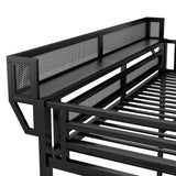 Queen Size Loft Bed With Stairs, Storage Shelves, Wardrobe - Black